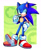Size: 1627x2000 | Tagged: safe, artist:chaosfetti, sonic the hedgehog, 2025, abstract background, finger under nose, hand on hip, looking offscreen, outline, smile, solo, standing, star (symbol), tapping foot, white outline