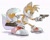 Size: 1024x822 | Tagged: safe, artist:threedots000, miles "tails" prower, fox, 2025, frown, gun, holding something, looking offscreen, male, signature, simple background, solo, standing, weapon, white background