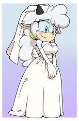 Size: 1400x2150 | Tagged: safe, artist:sonicguru, lanolin the sheep, tears of joy, wedding dress