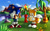 Size: 800x501 | Tagged: safe, artist:default-deviant, miles "tails" prower, sonic the hedgehog, 2012, abstract background, checkpoint, classic sonic, classic sonic (universe), classic tails, clouds, daytime, duo, flower, grass, holding something, island, looking at something, looking at them, map, mountain, outdoors, palm tree, pointing, ring, rock, standing, star post, tree, water