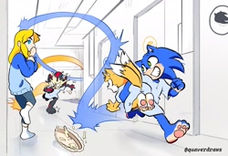 Size: 2048x1400 | Tagged: safe, artist:quaverdraws, maria robotnik, miles "tails" prower, shadow the hedgehog, sonic the hedgehog