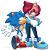 Size: 1280x1315 | Tagged: safe, artist:tvict101, sally acorn, sonic the hedgehog, chipmunk, hedgehog, 2025, alternate universe, duo, looking at each other, sally x sonic, sally's ringblader outfit, shipping, straight