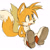 Size: 1459x1458 | Tagged: safe, artist:chronocrump, miles "tails" prower, 2025, cute, looking offscreen, signature, simple background, sitting, sketch, smile, solo, tailabetes, white background