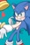 Size: 1378x2039 | Tagged: safe, artist:slow_footed8, amy rose, sonic the hedgehog, hedgehog, 2025, amy x sonic, blue background, blushing, duo, hammer, hand on another's arm, piko piko hammer, shipping, simple background, solo focus, standing, straight