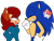 Size: 1280x975 | Tagged: safe, artist:g-silverscythe, sally acorn, sonic the hedgehog, oc, oc:suri acorn, chipmunk, hedgehog, 2019, baby, cute, sally x sonic, shipping, straight, trio