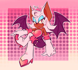 Size: 2048x1847 | Tagged: safe, artist:justashedd, rouge the bat, bat, 2024, alternate eye color, cleavage, dark skin, eyelashes, frown, legs crossed, lidded eyes, looking at viewer, mouth open, outline, pink eyes, sitting, solo, yellow sclera
