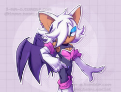 Size: 2048x1560 | Tagged: safe, artist:i-mm-o, artist:immo_____, rouge the bat, bat, 2025, ear piercing, earring, gender swap, hair over one eye, hand on hip, lidded eyes, outline, smile, solo, standing