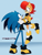Size: 1440x1891 | Tagged: safe, artist:risziarts, sally acorn, sonic the hedgehog, chipmunk, hedgehog, 2025, alternate outfit, clothes, dress, duo, happy, new years, picking them up, sally x sonic, shipping, straight, suit