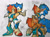 Size: 1024x758 | Tagged: safe, artist:mercy203, sally acorn, sonic the hedgehog, chipmunk, hedgehog, 2024, duo, female, flower, kiss, kiss on cheek, lying on them, male, pose, sally x sonic, sally's ringblader outfit, shipping, sketch, straight