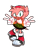 Size: 1000x1275 | Tagged: safe, artist:emenens, amy rose, hedgehog, 2025, blushing, boots, clothes, dark skin, double v sign, female, flat colors, redesign, redraw, simple background, skirt, smile, smiling at viewer, solo, star (symbol), tank top, transparent background, v sign