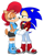 Size: 2338x3000 | Tagged: safe, artist:classicsonicsatam, sally acorn, sonic the hedgehog, chipmunk, hedgehog, 2024, clothes, duo, fully clothed, looking at each other, pants, sally x sonic, sally's ringblader outfit, shipping, shirt, straight, t-shirt, white background