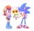 Size: 1881x1692 | Tagged: safe, artist:sn0wyangel, sally acorn, sonic the hedgehog, chipmunk, hedgehog, 2024, blushing, covering mouth, duo, flower, hand behind back, heart, heart eyes, holding something, looking away, looking offscreen, sally x sonic, sally's ringblader outfit, shipping, simple background, straight, sunflower, white background