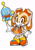 Size: 1449x2048 | Tagged: safe, editor:snazzy-sun, cheese (chao), cream the rabbit, chao, rabbit, 2025, bow, buck teeth, dress, duo, edit, eyelashes, fur markings, hair bow, neutral chao, redesign, simple background, white background