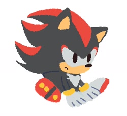 Size: 1503x1374 | Tagged: safe, artist:neku_646611, shadow the hedgehog, 2025, chibi, cute, shadowbetes, simple background, sitting, solo, white background