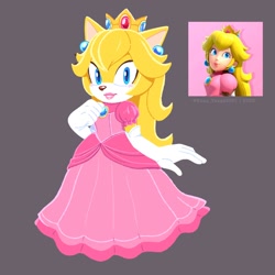 Size: 1280x1280 | Tagged: safe, artist:kanayanga, cat, mobianified, princess peach
