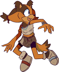 Size: 894x1096 | Tagged: safe, artist:roarinsaurus, sticks the badger, badger, 2020, cute, ear fluff, fangs, flat colors, looking offscreen, mid-air, odd shoes, simple background, smile, solo, tongue out, transparent background