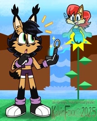 Size: 1603x2000 | Tagged: safe, artist:kalvinfoxx, nicole the hololynx, sally acorn, role swap