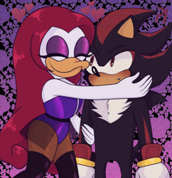 Size: 1170x1209 | Tagged: safe, artist:pepbotnik, shadow the hedgehog, eyes closed, hugging, pepita robotnik, smile