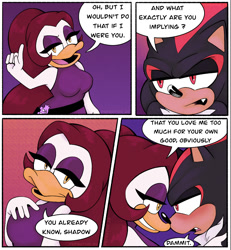 Size: 1076x1165 | Tagged: safe, artist:pepbotnik, shadow the hedgehog, angry, comic, hugging, panels, pepita robotnik, smile