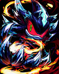 Size: 1620x2047 | Tagged: safe, artist:spacedawgspace, mephiles the dark, sonic the hedgehog (2006), claws, fire, looking at viewer