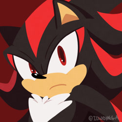 Size: 700x700 | Tagged: safe, artist:idwomega, shadow the hedgehog, icon, looking at viewer, signature