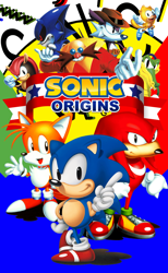 Size: 640x1036 | Tagged: safe, artist:thetntgamer64, knuckles the echidna, metal sonic, mighty the armadillo, nack the weasel, ray the flying squirrel, robotnik, sonic the hedgehog, vector the crocodile, sonic origins, box art, classic knuckles, classic metal sonic, classic mighty, classic nack, classic ray, classic robotnik, classic sonic, classic style, classic tails, classic vector
