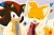 Size: 2048x1365 | Tagged: safe, artist:mintcandycoffee, miles "tails" prower, shadow the hedgehog, age difference, clothes, duo, duo male, eyes closed, frown, grey background, heart, jacket, looking at viewer, male, open smile, outline, shadow x tails, shadow's logo, shipping, shirt, simple background, smile, star (symbol), tails logo, v sign, varsity jacket, watermark, white outline