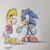 Size: 1024x1024 | Tagged: safe, artist:jur_1087, sonic the hedgehog, 2022, crossover, handshake, looking at each other, rayman, rayman (series), signature, smile, smiling at each other, standing, traditional media