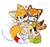 Size: 619x587 | Tagged: safe, artist:boyscout_badger, marine the raccoon, miles "tails" prower, 2025, arm around shoulders, blushing, cheek squish, cute, duo, eyes closed, half r63 shipping, heart, holding hands, hugging, lesbian, marails, marineabetes, mouth open, no pupils, shipping, simple background, smile, tailabetes, wagging tail, white background, wink
