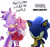 Size: 1331x1250 | Tagged: safe, artist:princyvish, amy rose, blaze the cat, sonic the hedgehog, cat, hedgehog, 2025, 3d, amy x blaze, awesome lesbian couple vs x, cute, ear fluff, english text, female, holding each other, hugging, lesbian, looking at each other, male, meme, shipping, simple background, smile, trio, white background