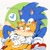 Size: 2048x2048 | Tagged: safe, artist:nonsafegay, miles "tails" prower, sonic the hedgehog, sonic the hedgehog 2 (2022), 2025, abstract background, age difference, blushing, blushing ears, cute, duo, ear fluff, gay, heart, holding hands, looking at each other, lying down, one fang, shipping, signature, sitting, smile, sonabetes, sonic x tails, tailabetes