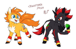 Size: 1841x1192 | Tagged: safe, artist:shadails, miles "tails" prower, shadow the hedgehog, 2024, chaos emerald, crossover, duo, earth pony, frown, gay, my little pony, ponified, pony, shadow x tails, shipping, simple background, smile, species swap, transparent background, unicorn