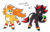 Size: 1841x1192 | Tagged: safe, artist:shadails, miles "tails" prower, shadow the hedgehog, 2024, aged up, chaos emerald, crossover, duo, earth pony, frown, gay, my little pony, ponified, pony, shadow x tails, shipping, simple background, smile, species swap, transparent background, unicorn