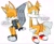 Size: 2048x1692 | Tagged: safe, artist:ilovetails, artist:insaneaboutthislittlefox, miles "tails" prower, nine, sonic the hedgehog, sonic prime, 2025, age difference, duo, english text, frown, gay, lidded eyes, looking at them, looking away, looking offscreen, nine x tails, self paradox, selfcest, shipping, sitting, sketch, tails, tails x tails, thought bubble