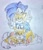 Size: 887x1024 | Tagged: safe, artist:takosa, miles "tails" prower, sonic the hedgehog, 2025, classic sonic, classic sonic (universe), classic tails, cute, group, looking at viewer, self paradox, sitting, smile, sonic generations, traditional media, v sign