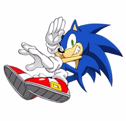 Size: 2048x1968 | Tagged: safe, artist:spideyej, sonic the hedgehog, 2025, looking at viewer, posing, simple background, smile, solo, white background