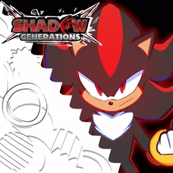 Size: 2048x2048 | Tagged: safe, artist:mercadex_8, shadow the hedgehog, sonic x shadow generations, 2025, abstract background, frown, looking at viewer, solo
