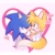 Size: 2048x2048 | Tagged: safe, artist:fluffyeviltails, artist:fluffyymel, miles "tails" prower, sonic the hedgehog, 2025, blushing, cute, duo, eyes closed, gay, heart, holding each other, hugging, kiss on cheek, looking at them, one eye closed, shipping, signature, sonabetes, sonic x tails, tailabetes, valentine's day