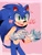 Size: 1536x2048 | Tagged: safe, artist:studiononsense, sonic the hedgehog, 2025, blushing, border, heart, heart hands, looking offscreen, mouth open, pink background, simple background, smile, solo, standing