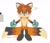 Size: 2048x1770 | Tagged: safe, artist:foxgorepng, miles "tails" prower, 2025, alternate universe, barefoot, english text, eyelashes, front view, gloves off, lidded eyes, looking at viewer, pawpads, paws, smile, smiling at viewer, solo, standing, t-pose
