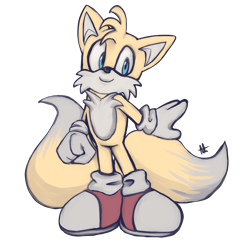 Size: 3000x3000 | Tagged: safe, artist:xdamyrax, miles "tails" prower, 2020, clenched fist, cute, looking offscreen, signature, simple background, smile, solo, standing, transparent background