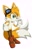 Size: 1322x2048 | Tagged: safe, artist:montyth, miles "tails" prower, 2024, boots, clenched fist, gender swap, goggles, goggles on head, looking offscreen, pointing, simple background, smile, solo, sonic x style, standing, stockings, white background