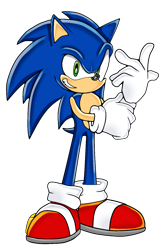 Size: 818x1277 | Tagged: safe, artist:rikgamer692, sonic the hedgehog, 2024, clenched teeth, fixing glove, looking at viewer, redraw, simple background, smile, solo, standing, transparent background, uekawa style