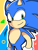 Size: 768x1024 | Tagged: safe, artist:neko-sky20089, sonic the hedgehog, 2024, abstract background, chaos emerald, looking at viewer, outline, ring, signature, smile, solo, standing, star (symbol), white outline
