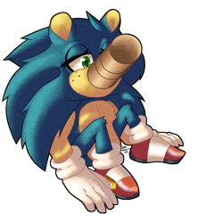 Size: 1280x1444 | Tagged: safe, artist:chibigalaxies, sonic the hedgehog, 2022, cardboard tube, cute, eyelashes, freckles, lidded eyes, looking at something, signature, simple background, sitting, solo, sonabetes, transparent background