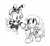 Size: 674x616 | Tagged: safe, artist:boyscout_badger, charmy bee, kit the fennec, 2025, blushing, charmabetes, cute, duo, eye clipping through hair, flying, holding hands, kitabetes, looking at each other, monochrome, mouth open, simple background, smile, sweatdrop, wagging tail, walking, white background