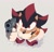 Size: 1071x1026 | Tagged: safe, artist:rorobun, shadow the hedgehog, hedgehog, 2025, ear fluff, from above, grey background, gun, holding something, looking offscreen, looking up, male, no mouth, no pupils, shadow (lighting), signature, simple background, solo, weapon