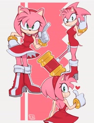 Size: 3107x4096 | Tagged: safe, artist:dkajart, amy rose, female, piko piko hammer, solo