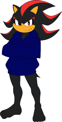 Size: 1058x2081 | Tagged: safe, artist:darkshiner8, shadow the hedgehog, 2022, barefoot, flat colors, hoodie, solo