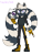 Size: 1720x2250 | Tagged: safe, artist:hayley566, oc, oc:shout the lemur, lemur, 2023, clothes, diamond cutters mask, ear fluff, eyelashes, fingerless gloves, flat colors, fusion, fusion:tangle, fusion:whisper, holding something, hoodie, kneepads, leggings, looking at viewer, mask, no pupils, signature, simple background, smile, smiling at viewer, solo, standing, transparent background